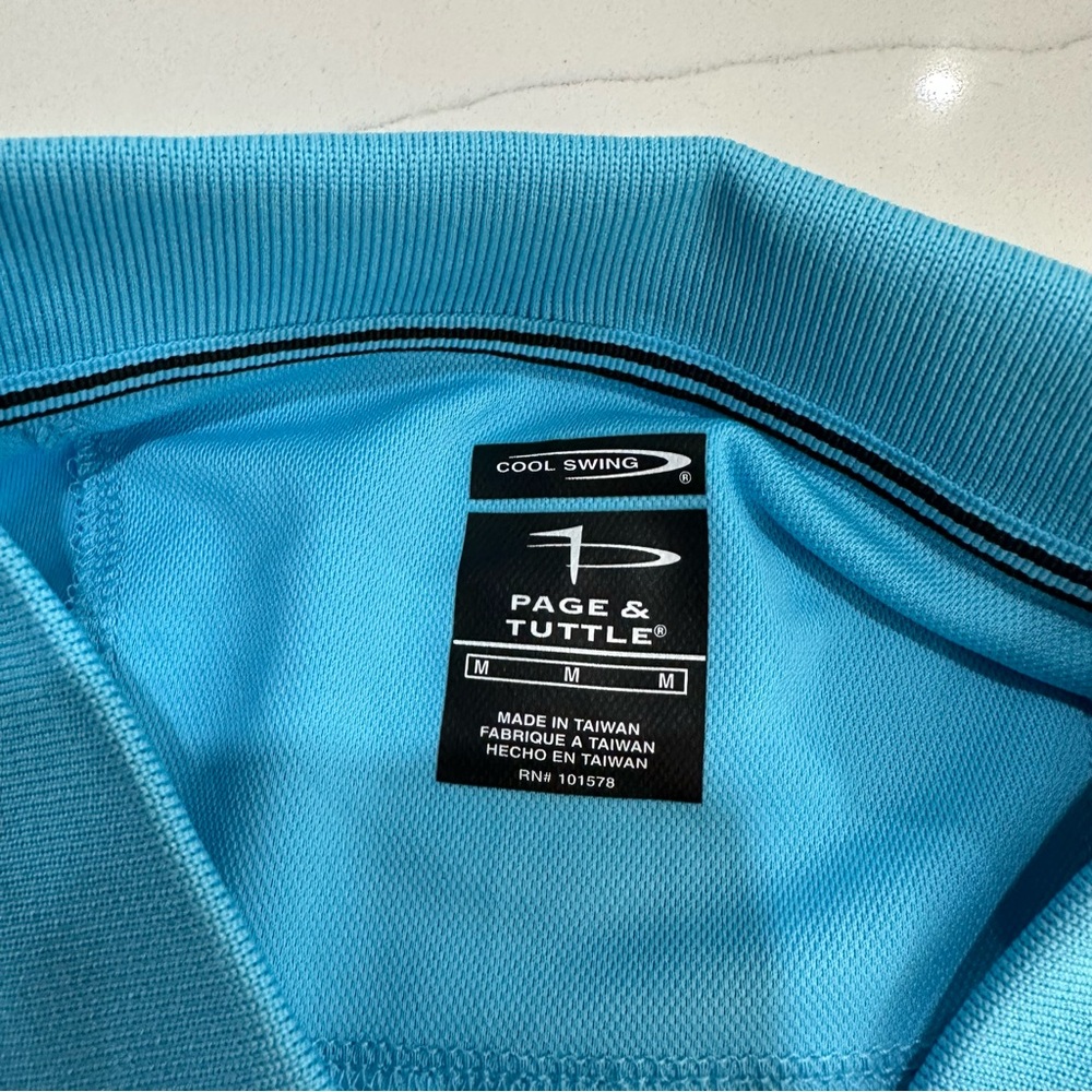 Page & Tuttle Blue Golf Polo Shirt Cool Swing Technology Size Large NEW - Picture 2 of 6